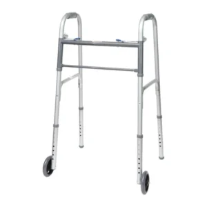ProBasics Economy Two-Button Folding Steel Walker with 5 Wheels, (Adult)