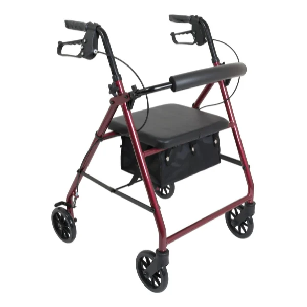 ProBasics Aluminum Rollator with 6-inch Wheels, Burgundy